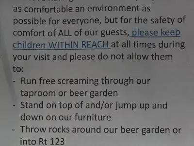 Another local brewery is putting its foot down over unruly kids